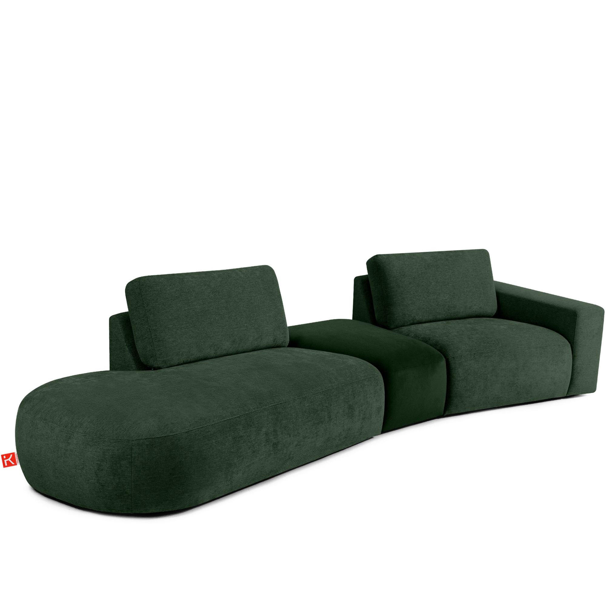 4-SITZER ECKSOFA ZUCCO Chenille links, Dunkelgrün - Dunkelgrün, Textil (350/84/105cm) - KONSIMO®