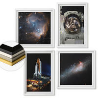 WANDBILDER 4er-Set - 50x50 cm & 40x60 cm Weißer Rahmen - Astronauten landen auf dem Mond - Weiß, Kunststoff (50/50cm) - ArtPrintCave