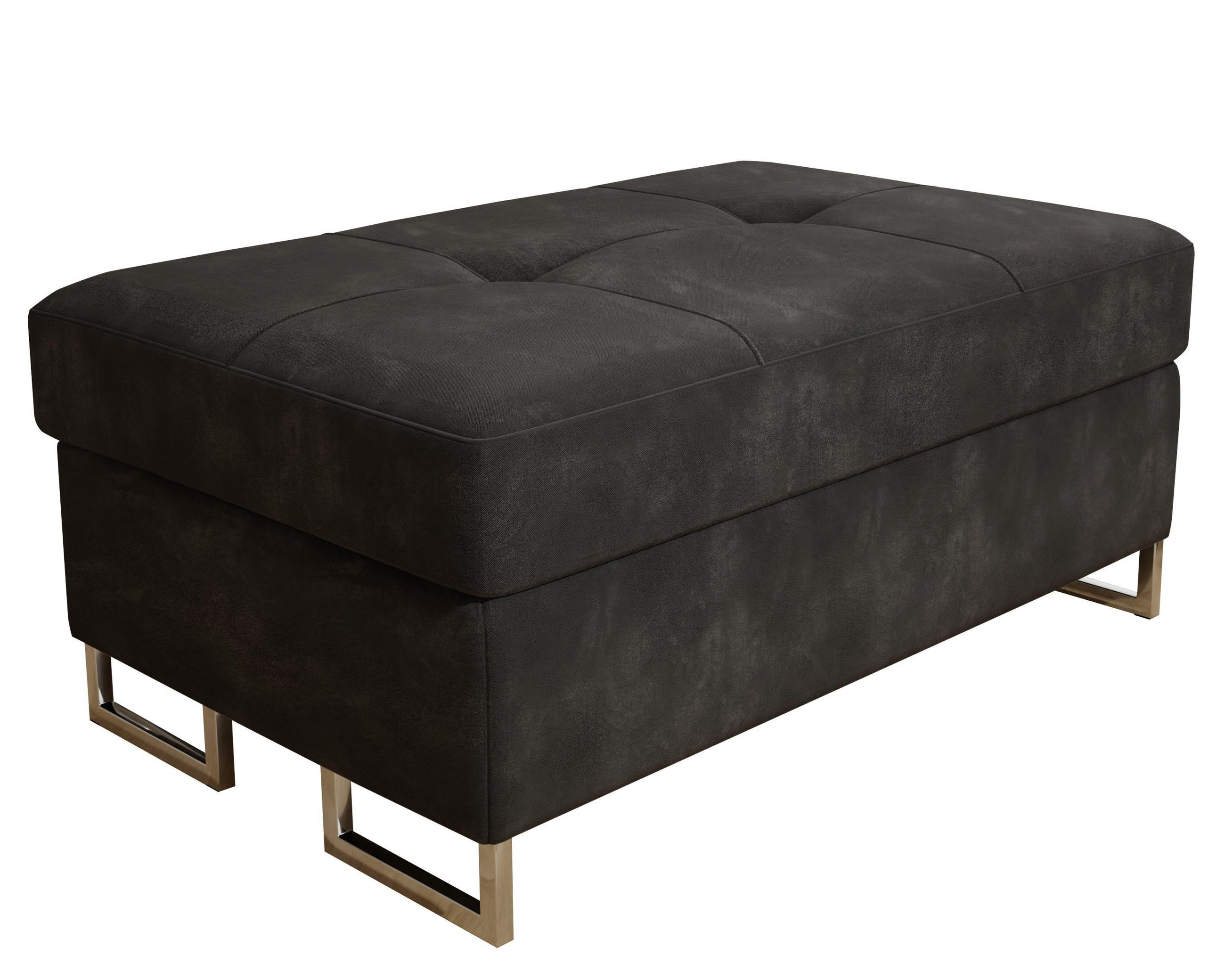 POLSTERHOCKER BARLET Schwarz 100x60 cm - Schwarz, Textil (100/41/60cm) - MASSENO