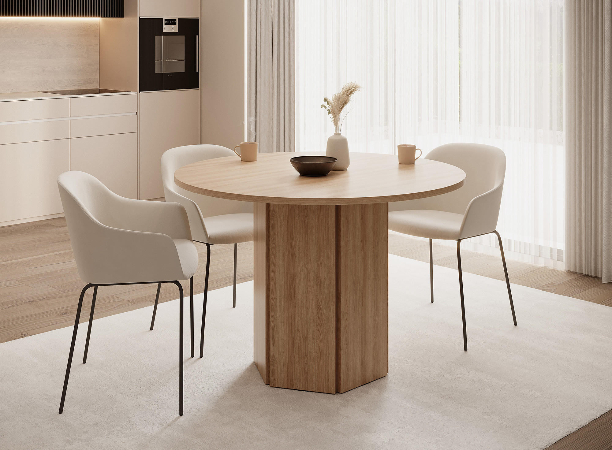 ESSTISCH HEXA Lindberg Eiche 110 cm - Beige, Holzwerkstoff (110/110/75cm) - Selsey