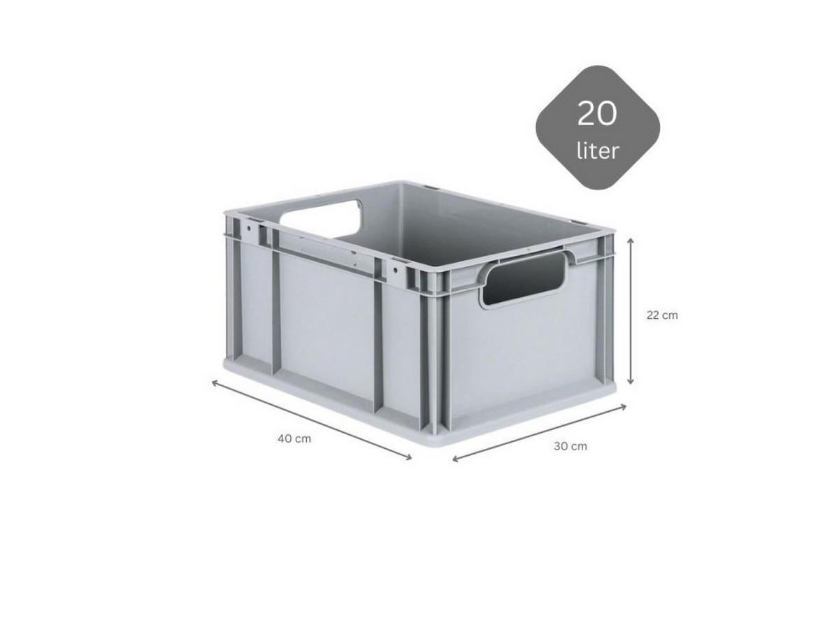 EUROBOX Nextgen Economy Griffe Offen 22x30x40cm 20 Liter - Grau, Kunststoff (30/22/40cm) - PROREGAL