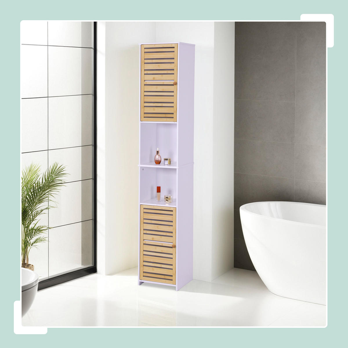 BADEZIMMERSCHRANK - Multicolor, Holz/Holzwerkstoff (34/190/29cm) - Relaxdays