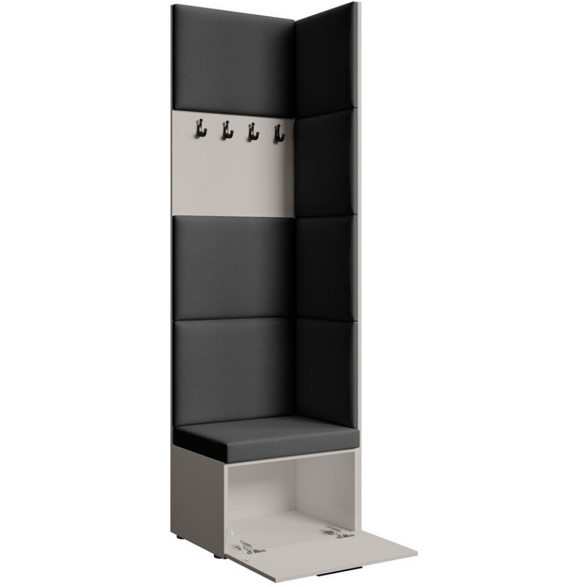 GARDEROBE Margaret V 81/203/43 mit gepolsterten Paneelen - Kaschmir/Schwarz, Holzwerkstoff/Kunststoff (60/206.5/42cm) - Beautysofa