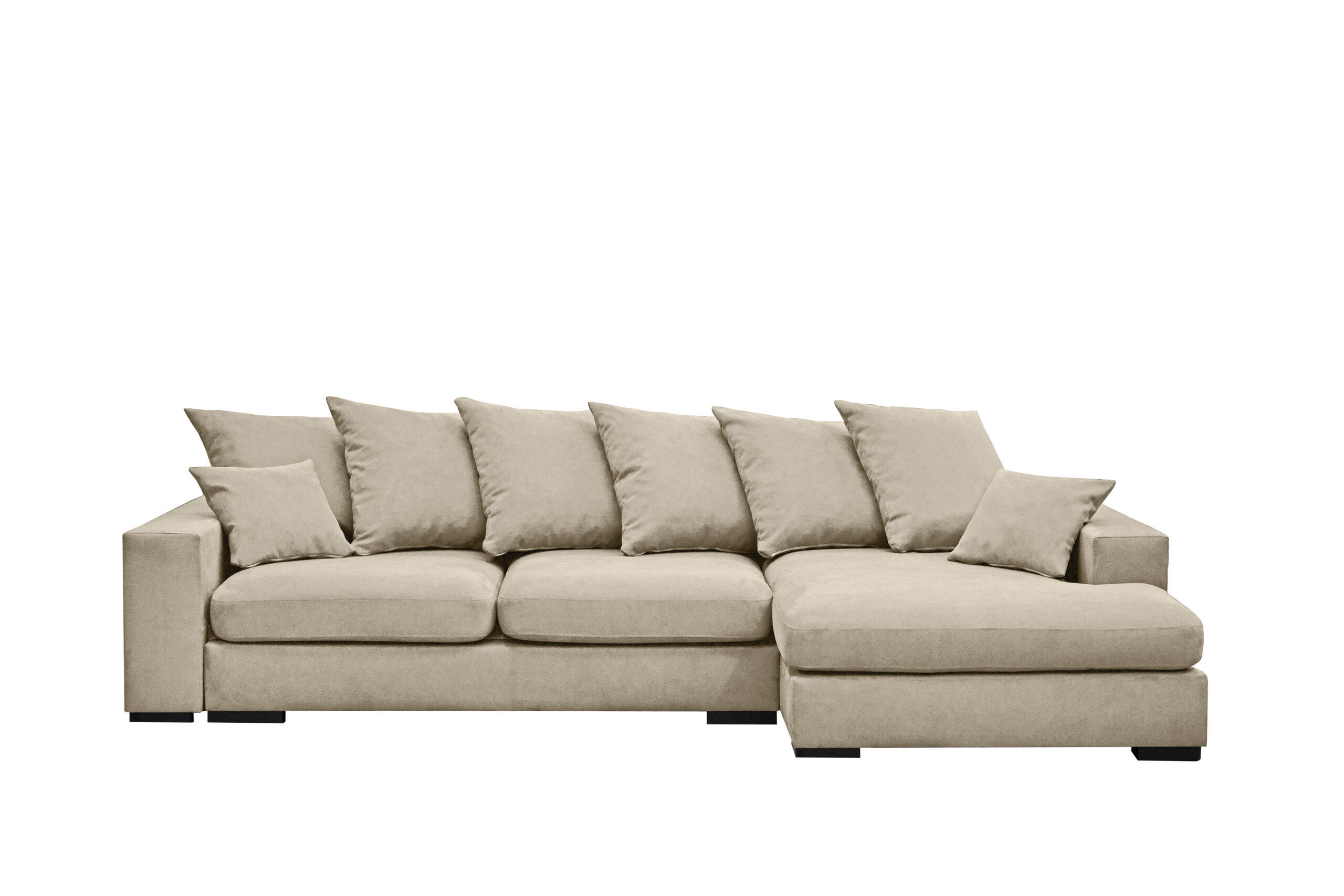 ECKSOFA Mit Schlaffunktion Und Bettkasten Couch L-form Gabon Stoff Riviera Rechts Hellbeige - Sandfarben, Holz (285/155cm) - Kaiser Möbel