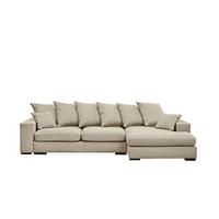 ECKSOFA Mit Schlaffunktion Und Bettkasten Couch L-form Gabon Stoff Riviera Rechts Hellbeige - Sandfarben, Holz (285/155cm) - Kaiser Möbel