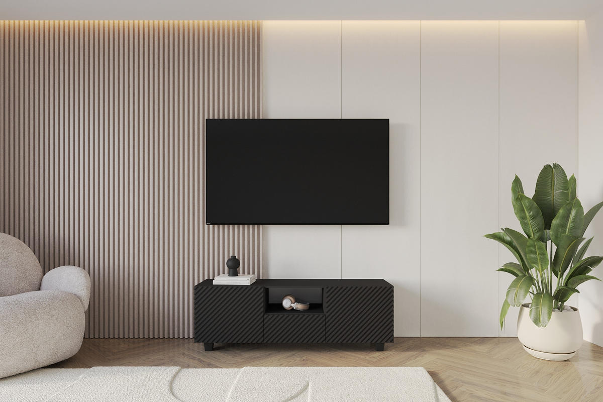 LOWBOARD ZENO-S 140x50x41 cm - Schwarz - Schwarz, Holzwerkstoff (140/50/41cm) - ALTDECOR