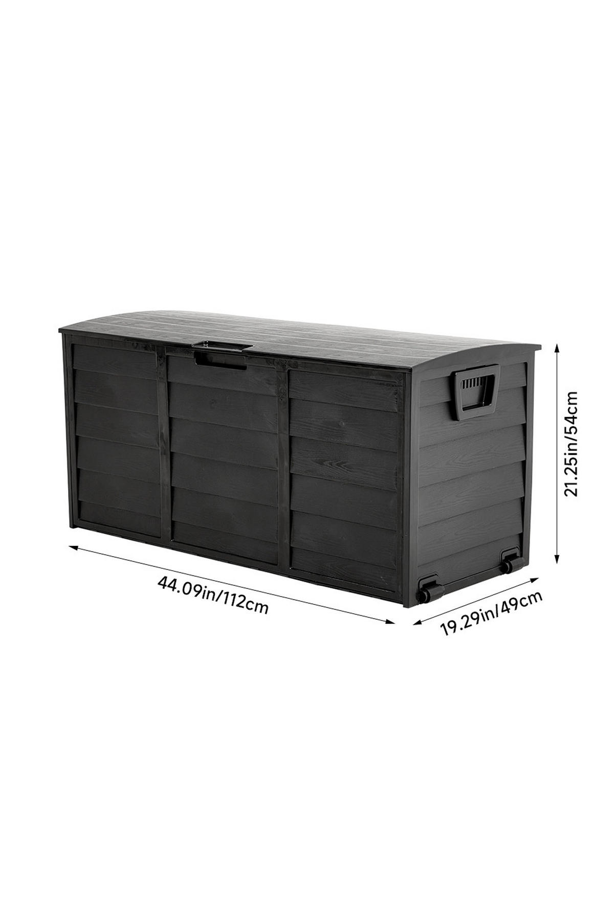 GARTENBOX 290L aus PP Kunststoff in Schwarz mit Rollen, Modell Robuste Konstruktio 112 cm B x 49 cm T x 54 cm H - Schwarz, Kunststoff (112/54/49cm) - Livingandhome