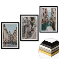 WANDBILDER 3er-Set - 40x60 cm Schwarzer Rahmen - Venedigs Wasserstraßen - Schwarz, Kunststoff (40/60cm) - ArtPrintCave