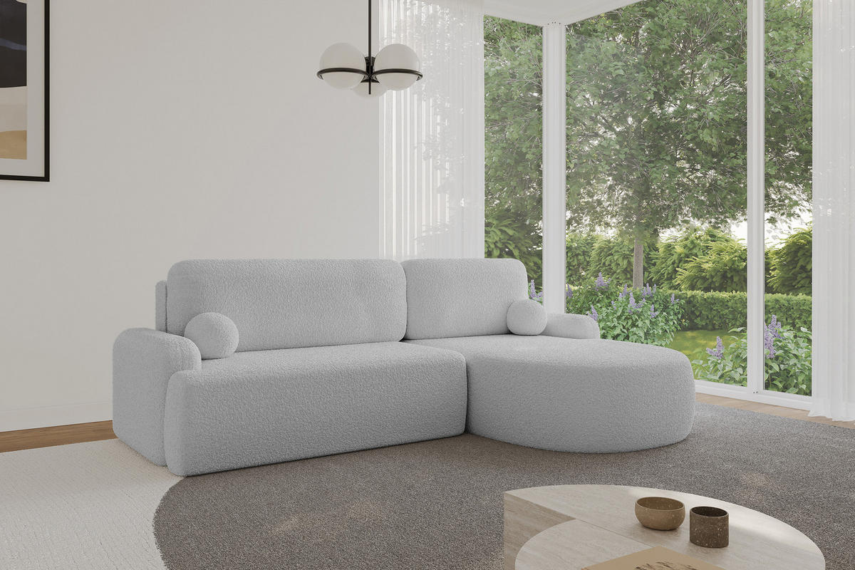 ECKSOFA mit Schlaffunktion und Bettkasten LIRA-L - 264x172x89 Hellgrau - Hellgrau, Holzwerkstoff/Textil (172/264cm) - ALTDECOR