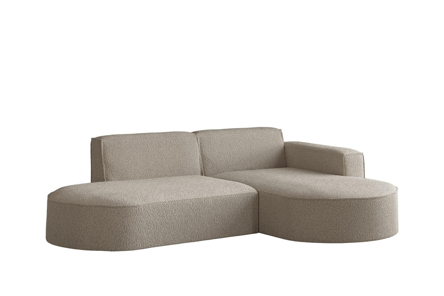 ECKSOFA Modena Studio, Stoff Quelle, Dunkelbeige Rechts - Beige, Holz (236/165cm) - Kaiser Möbel