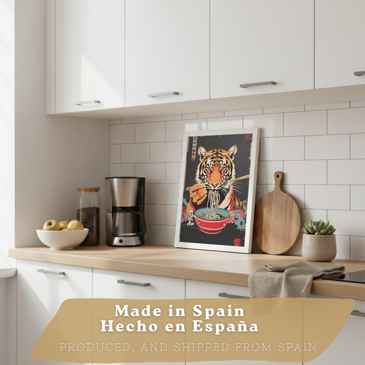 PLAKAT Sada 3 Ramen Animals A4 bez rámu - čirá, papír (29.7/1/21cm) - Nacnic