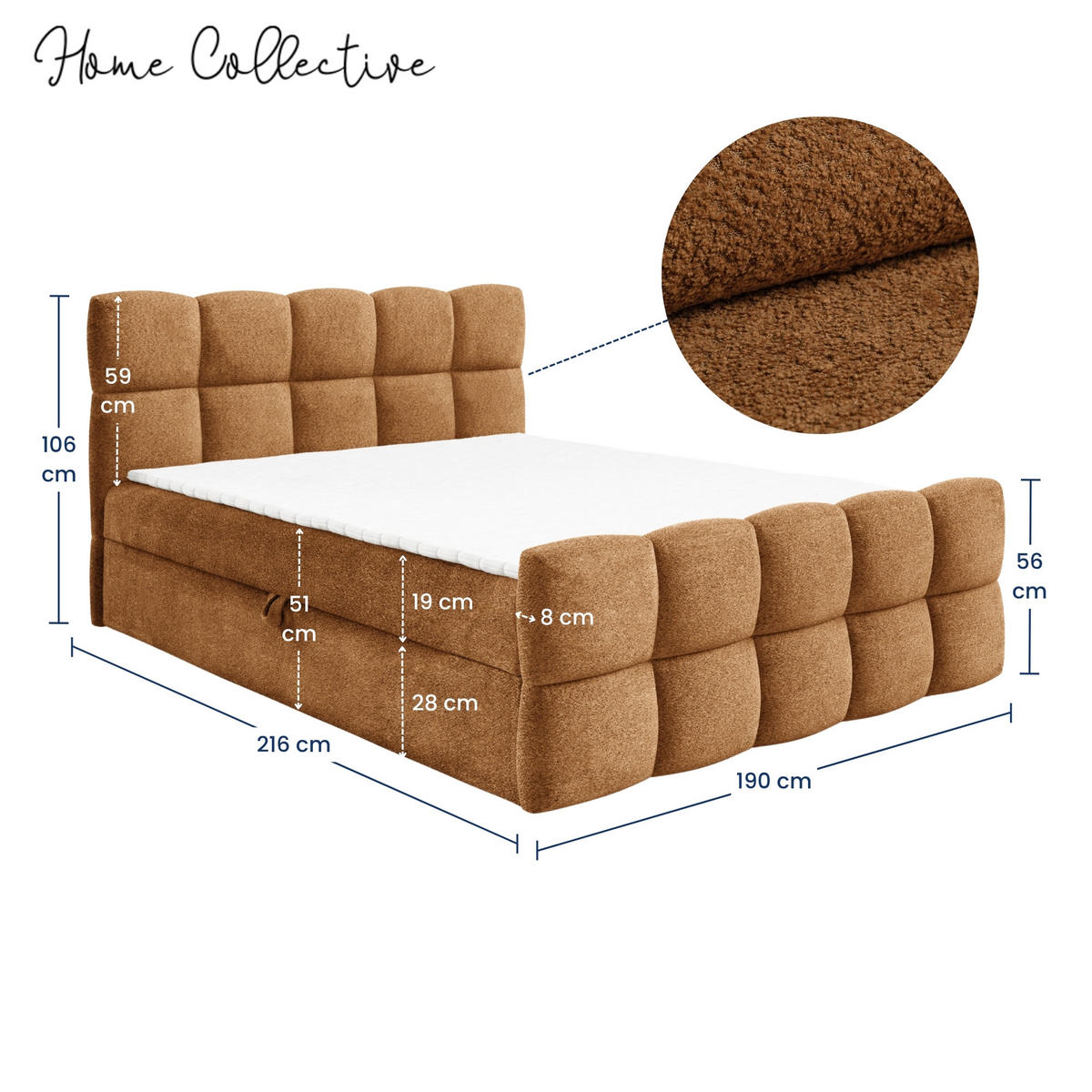 BOXSPRINGBETT mit zwei Stauräumen 180x200 cm in Braun - Braun, Textil (180/200cm) - Home Collective