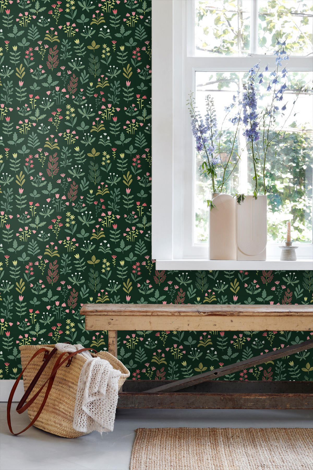 TAPETE Feldblumen 50 x 900 cm - Grün, Papier (50/900cm) - ESTAhome