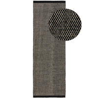 WOLLTEPPICH-LÄUFER Rocco Schwarz/Weiß 80x250 cm - Schwarz, Textil (80/250cm) - benuta Pure