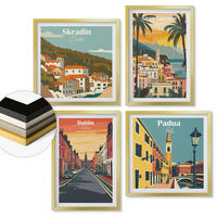 WANDBILDER 4er Set - 50x50 cm & 40x60 cm Goldrahmen - Stadt- und Naturlandschaften - Goldfarben, Kunststoff (50/50cm) - ArtPrintCave