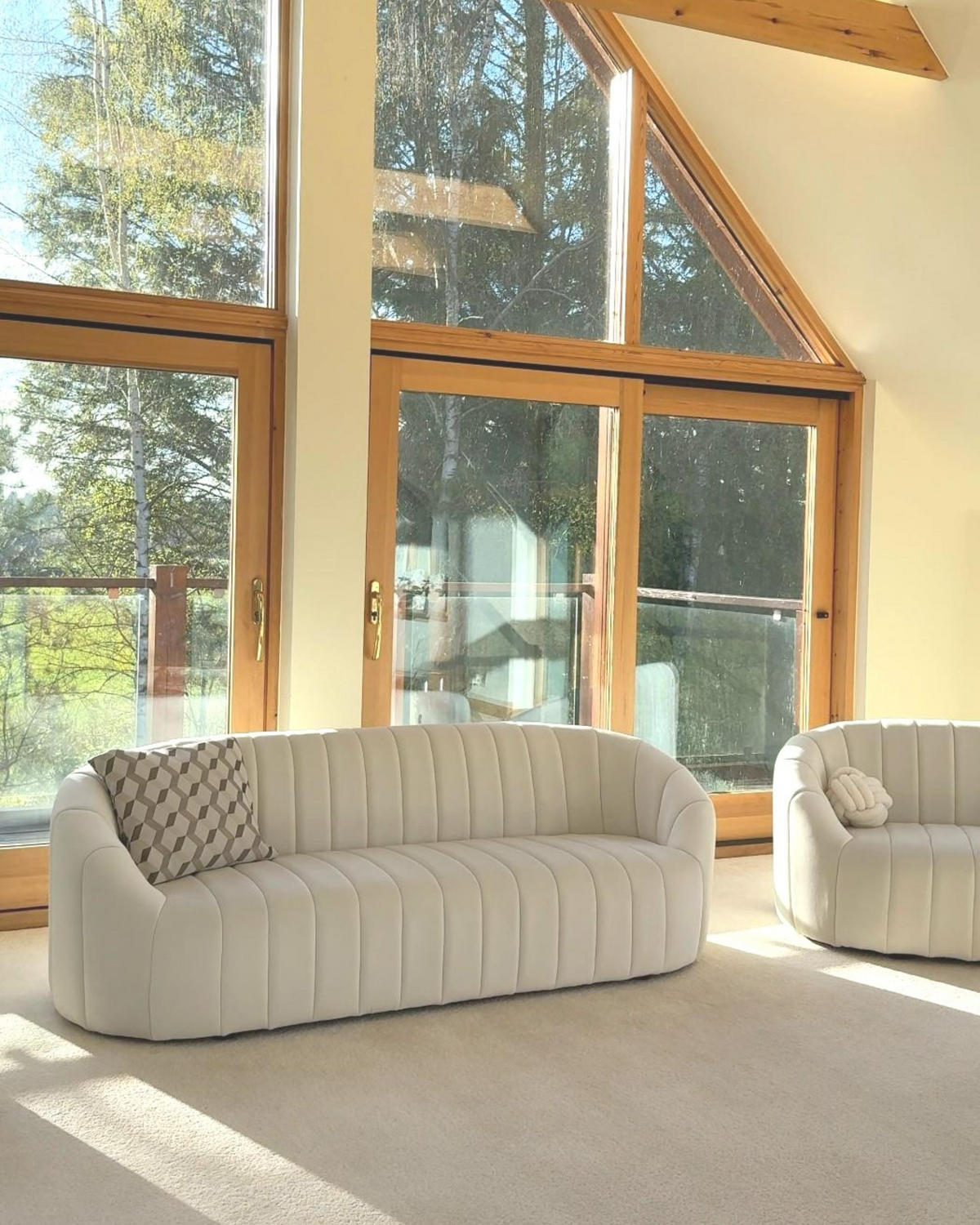 SOFA-SET 6-sitzer Samtstoff Weiß Malung - Weiß, Textil (200/68/79cm) - Beliani