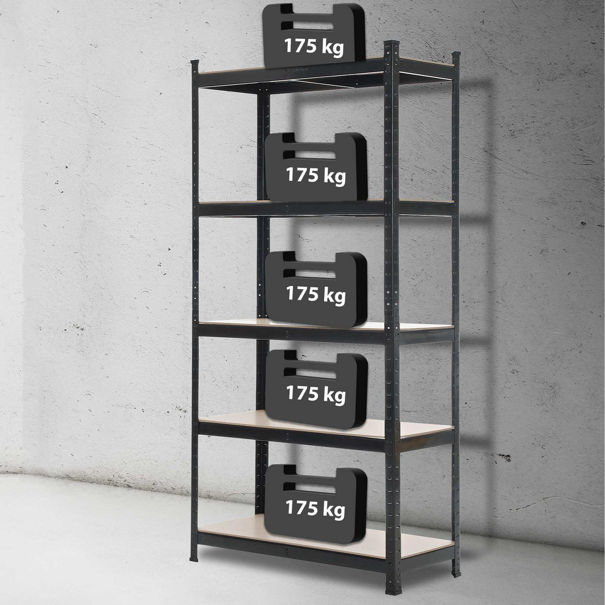 LAGERREGAL 90/40 cm Metall Schwarz - Schwarz, Metall (90/180/40cm) - CLP