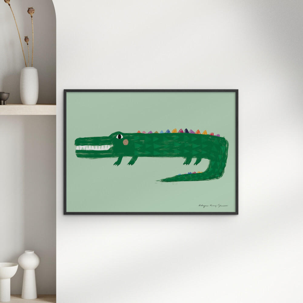 POSTER mit Rahmen Wild Apple - Crocodile - Schwarz/Grün, Holz/Papier (30/40cm) - Poster&Frame