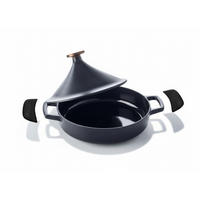 TAJINE Tagine - Nori - Gusseisen ø 28 cm - 3 Liter - emaillierte Antihaftbeschichtung + Gratis Ledergriffe - Schwarz, Keramik (1/29/21cm)