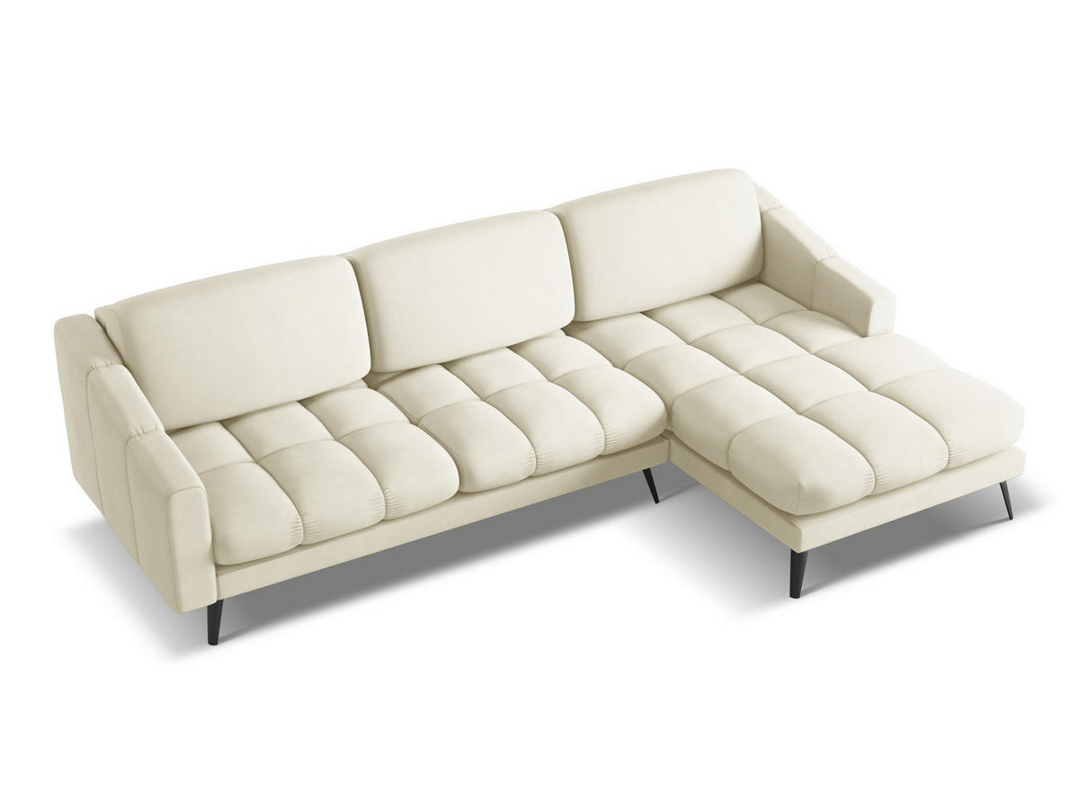 POUF Samt Stoff Schwarz - Schwarz, Kunststoff/Textil (102/40/62cm) - Makamii