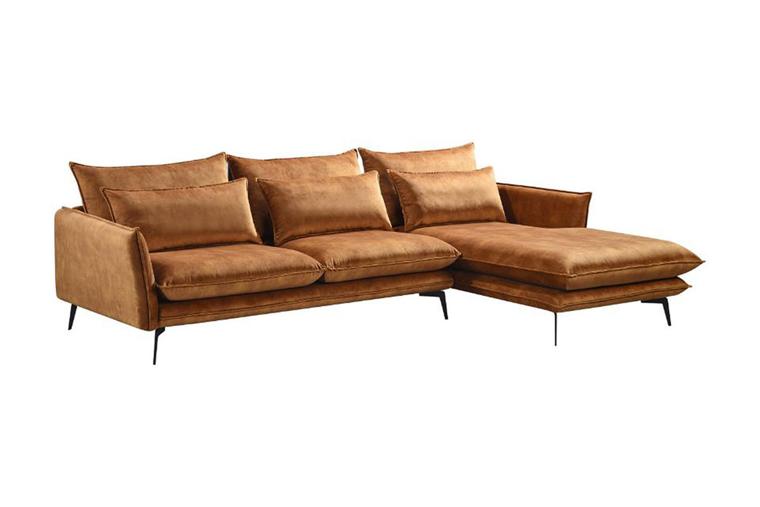 ECKSOFA SKYE Braun Velvet - Braun, Textil (293/175cm) - KAWOLA