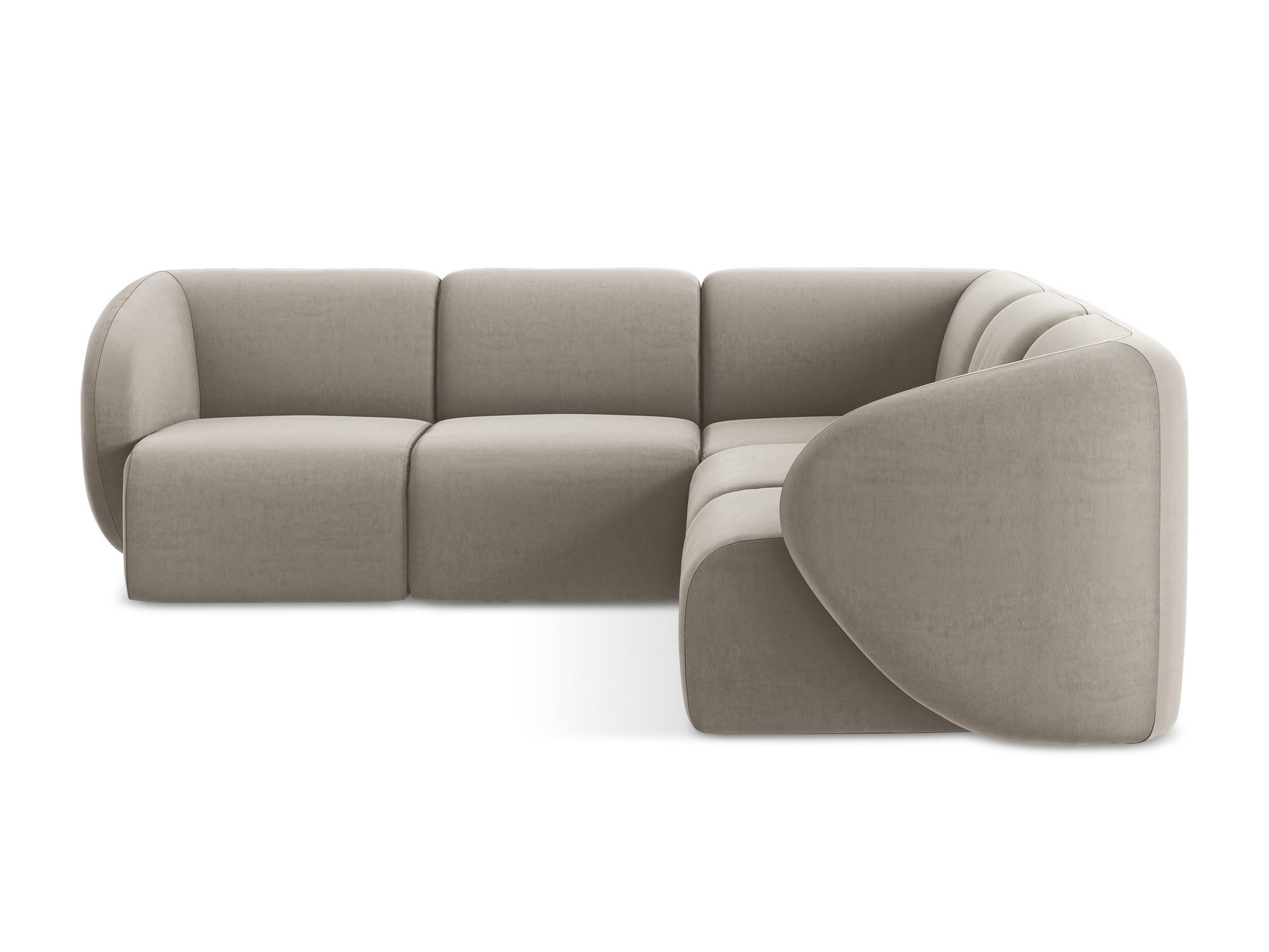 ECKSOFA Samt Stoff Grau - Taupe/Schwarz, Holzwerkstoff/Kunststoff (251/251cm) - Makamii