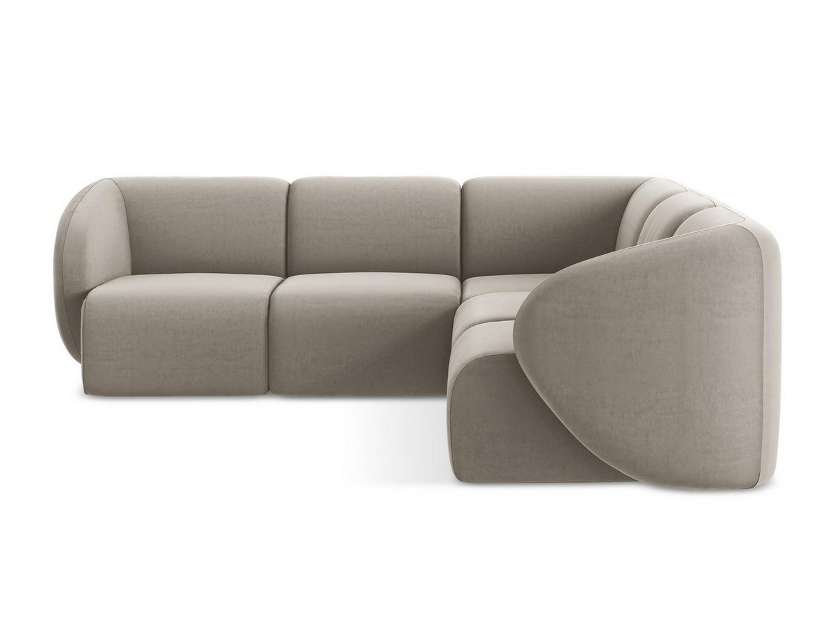 ECKSOFA Samt Stoff Grau - Taupe/Schwarz, Holzwerkstoff/Kunststoff (251/251cm) - Makamii