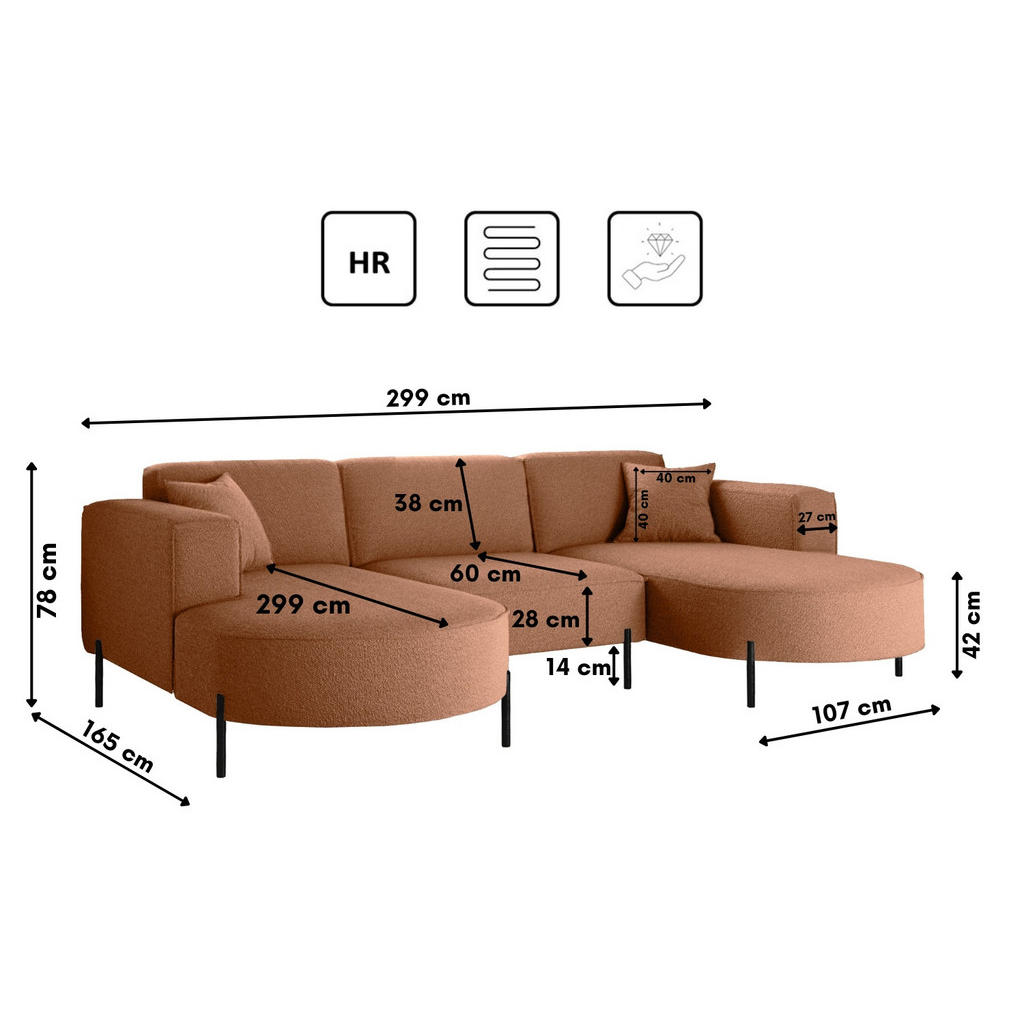 Thumbnail - Kaiser Möbel Ecksofa, Kupfer, Holz, 299x165 cm, Wohnzimmer, Sofas & Couches, Wohnlandschaften, Ecksofas