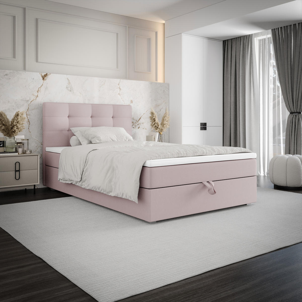 BOXBETT FADO 2 120x200, mit Matratze H3 und Topper, Cosmic 14 - Rosa, Holz/Kunststoff (120/200cm) - Bedante