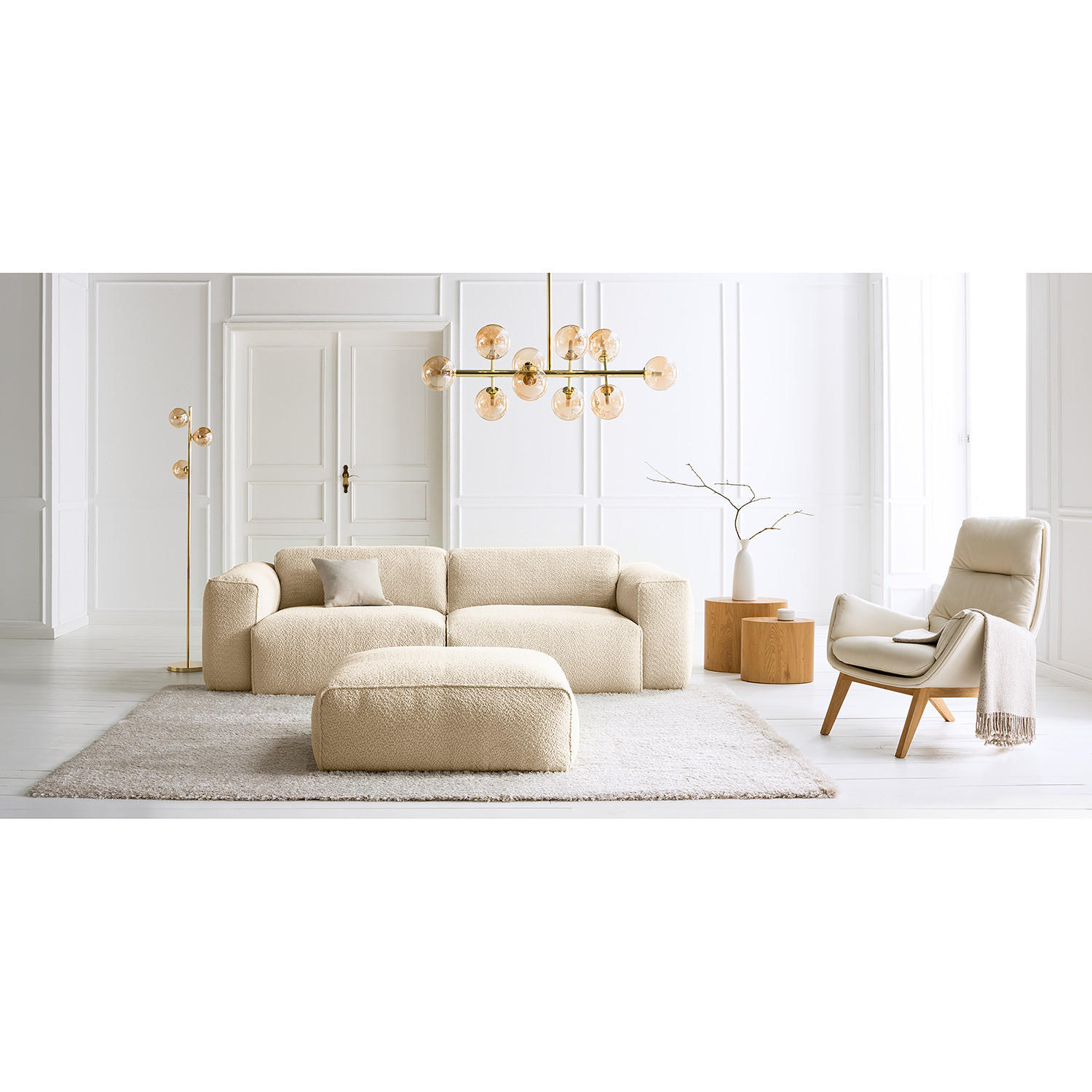 POLSTERHOCKER - Beige/Schwarz, Textil (81/38/100cm) - home24