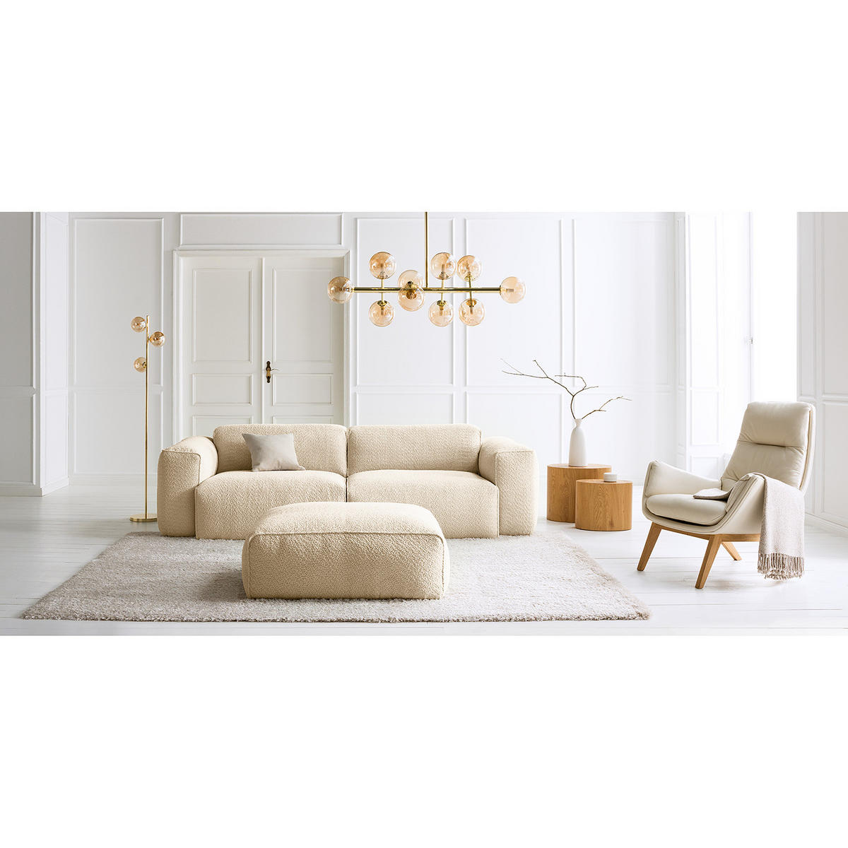 POLSTERHOCKER - Beige/Schwarz, Textil (81/38/100cm) - home24