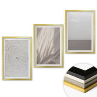 WANDBILDER 3er Set - 40x60 cm Goldrahmen - Natürliche Boho-Texturen - Goldfarben, Kunststoff (40/60cm) - ArtPrintCave