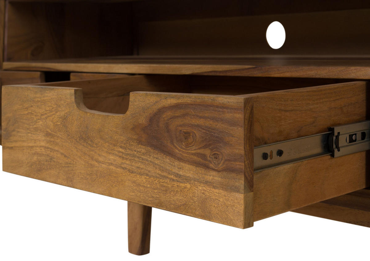 TV-BOARD Sheesham 180x40x48 natur sandgestrahlt lackiert MALMÖ 2 #221 - Naturfarben, Holz (180/48/40cm) - Massivmoebel24