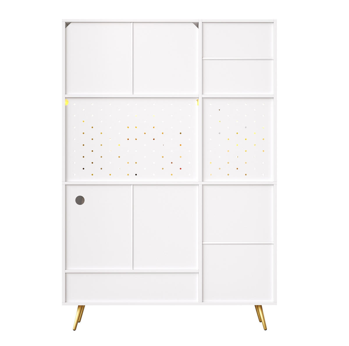 SKŘÍŇ na nádobí 120/40/176 cm, MDF/sklo, bílá s LED osvětlením a USB - bílá, kompozitní dřevo (120/176/40cm) - BEAOK