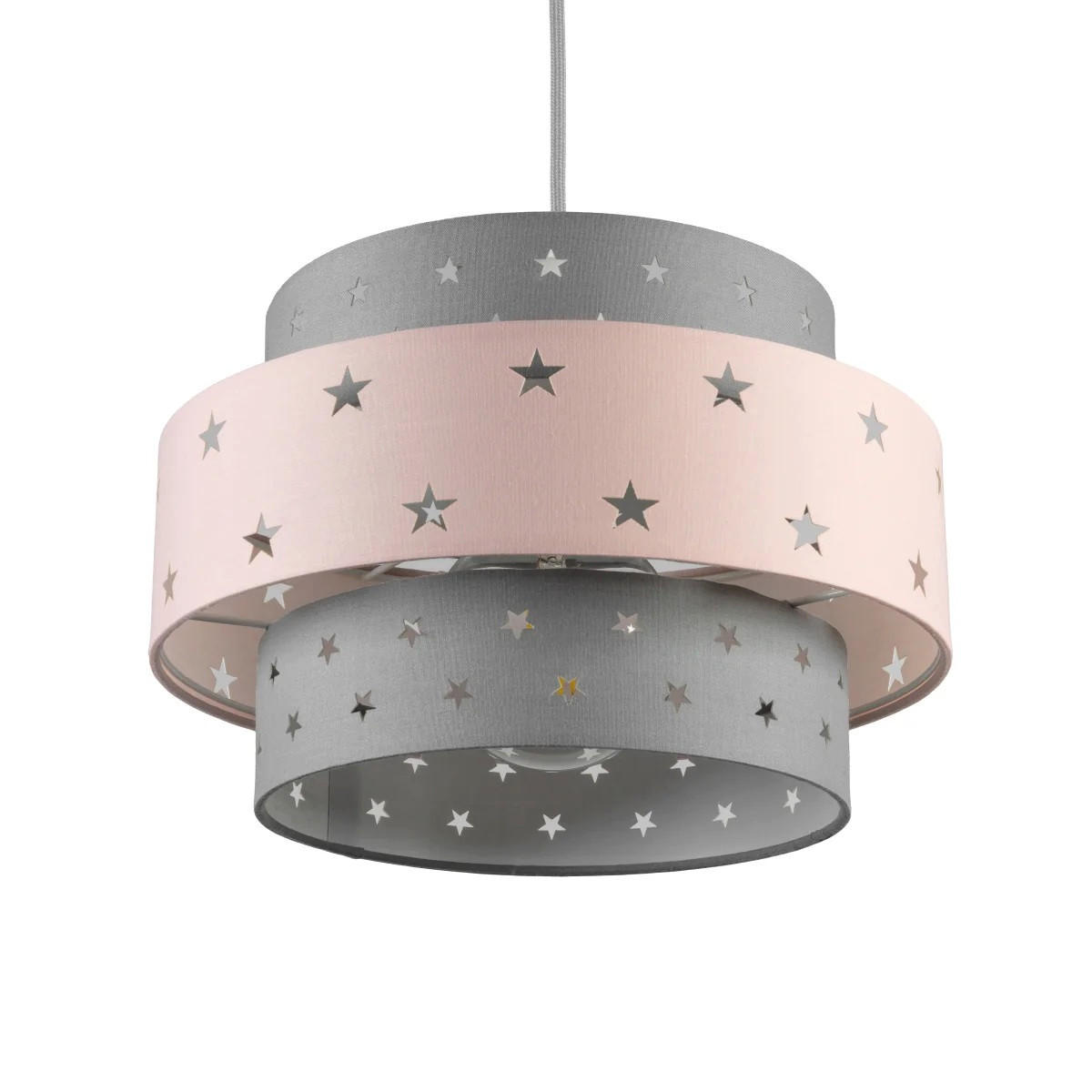 LAMPENSCHIRM STARLIGHT Grau, Rosa, einfache Installation, nicht elektrisch - Pink, Textil (30/30/19cm) - CGC Europe