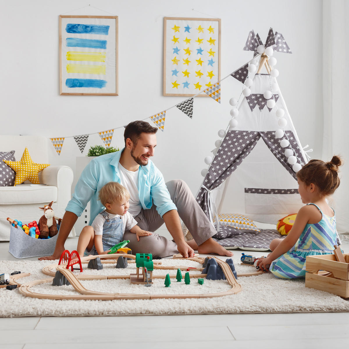 PLSTENÁ taška - antracitová, drevo/textil (40/27/22cm) - Relaxdays