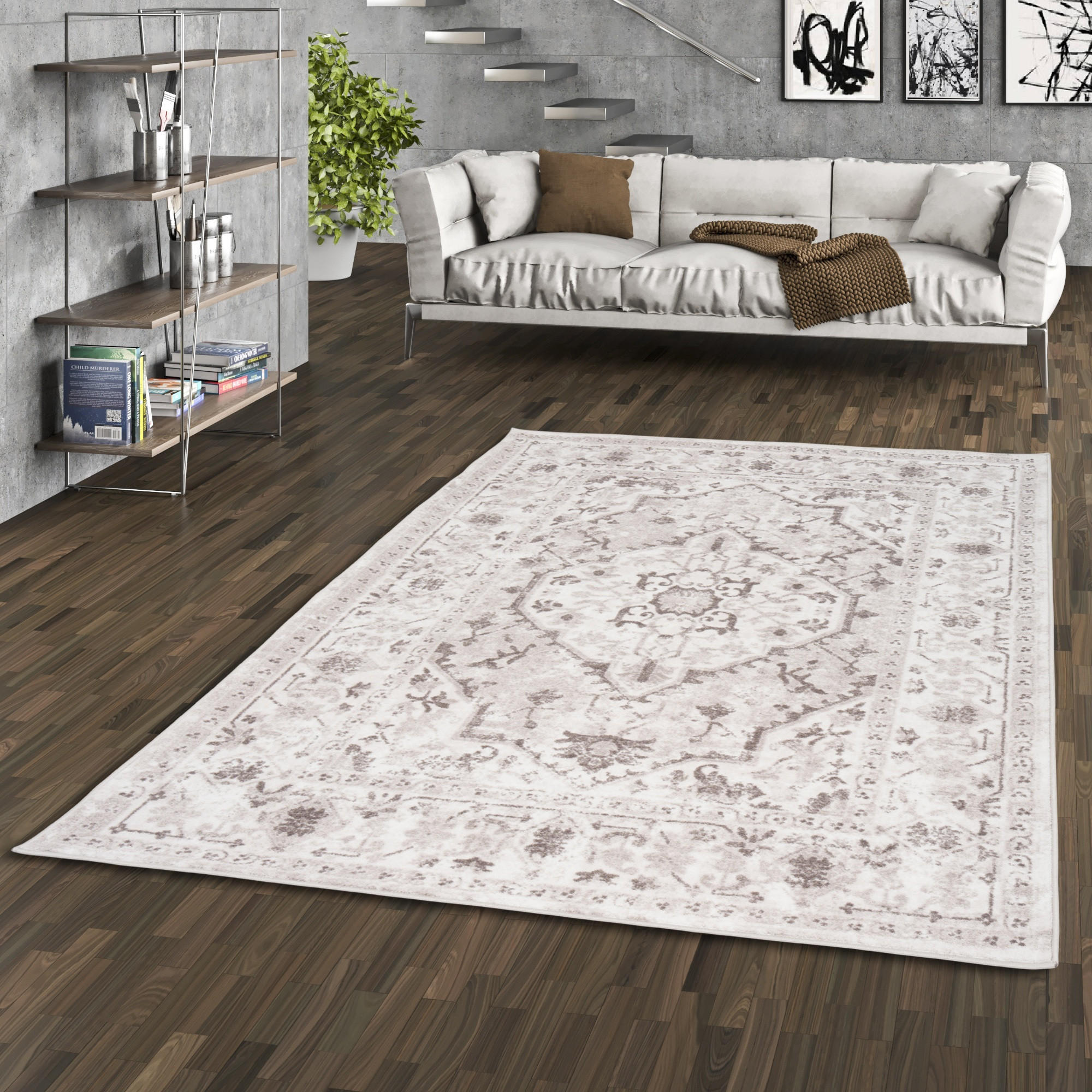DESIGNER TEPPICH TAWIRA VINTAGE ORIENT BORDÜRE - Grau, Textil (140/200cm) - Pergamon