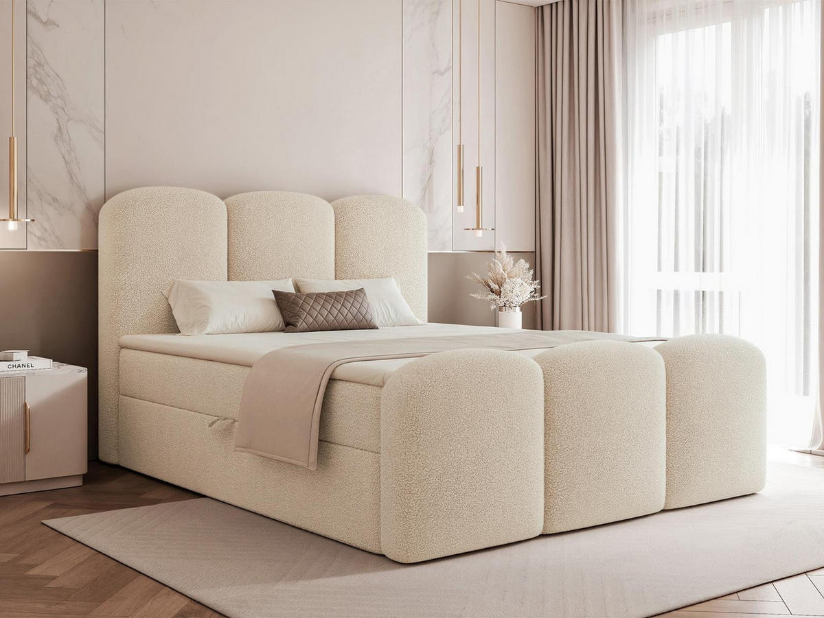 BOXBETT 140x200 VELIA Creme - Creme, Holzwerkstoff/Textil (140/200cm) - Compleo24