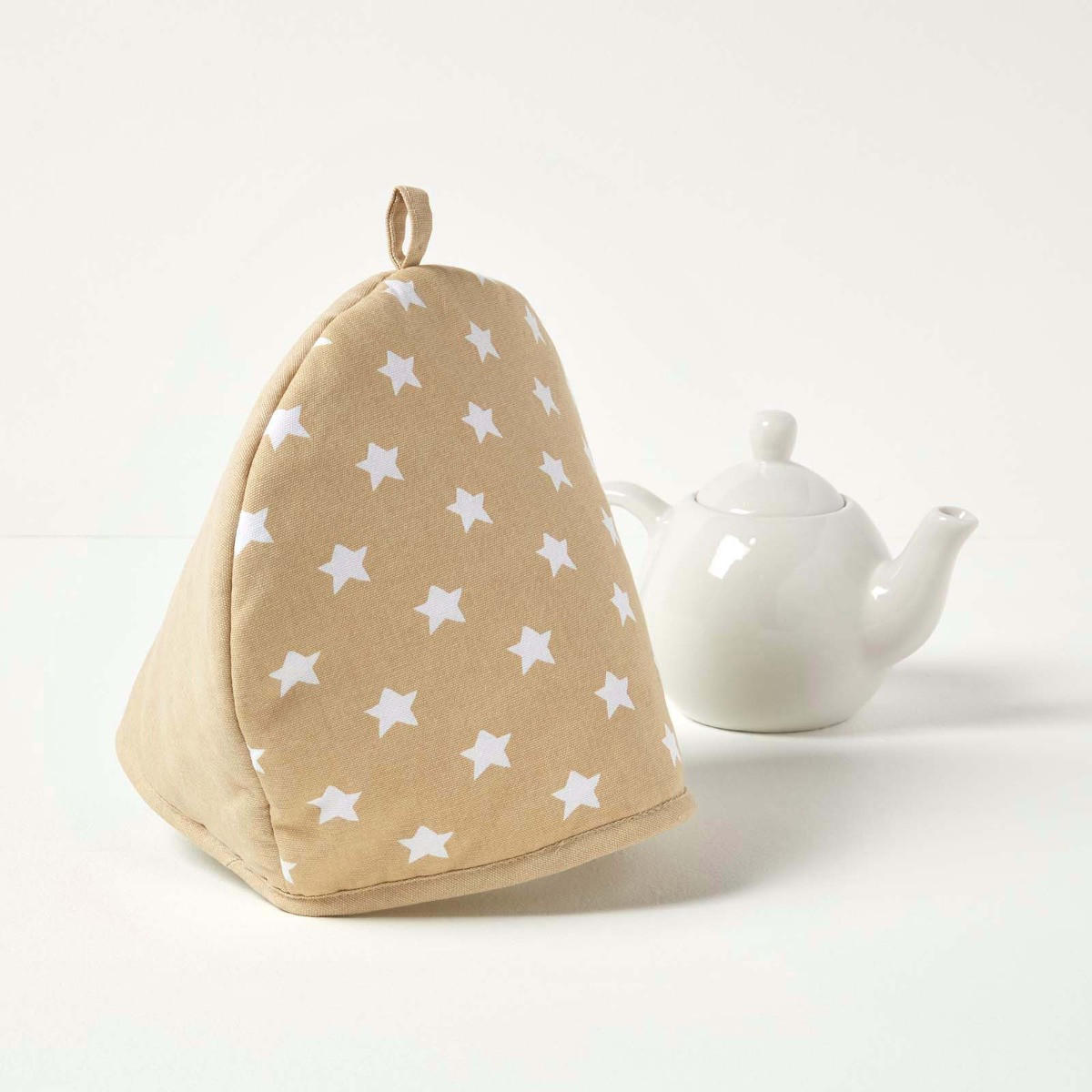 TEA COSY – Stoff-Teewärmer Sterne - Beige, Textil (36/24/36cm) - Homescapes
