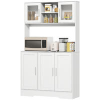 KÜCHENSCHRANK 108/180/35 cm, MDF und Glas, Weiß, VERSTELLBARE REGALE, Buffetschrank mit Glastüren für Esszimmer und Küche - Weiß, Holzwerkstoff (35/180/108cm) - Rolipo