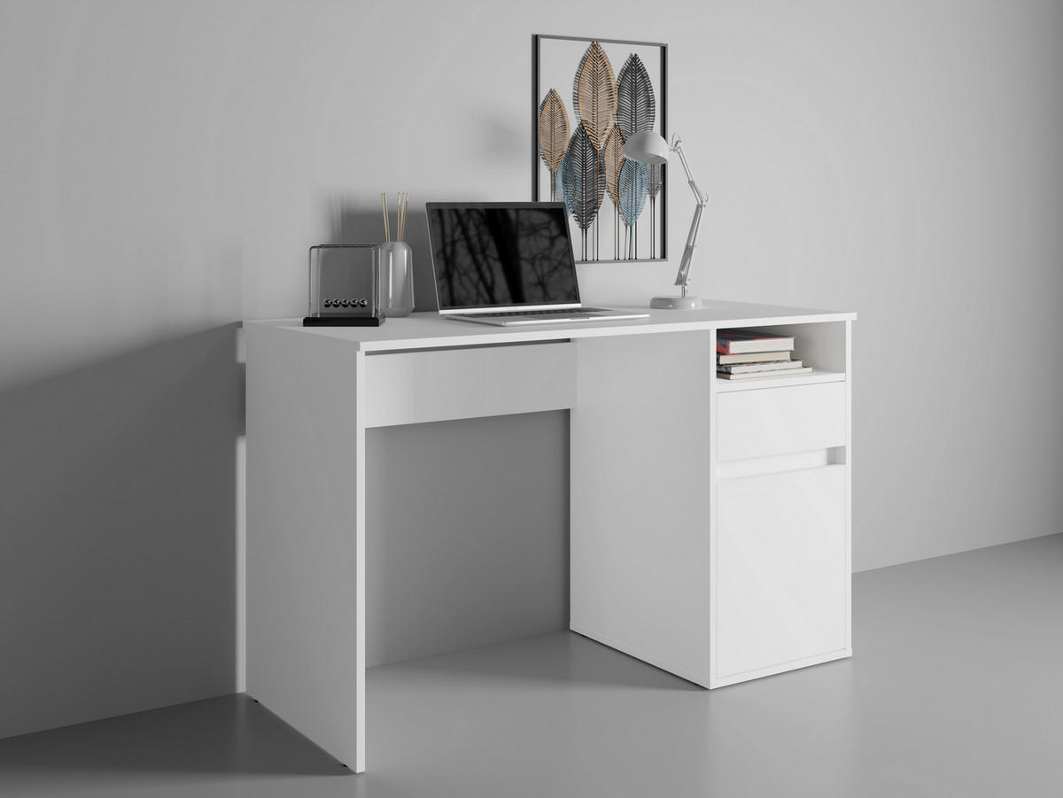 SCHREIBTISCH REGIS 120x53x75,5 cm Bürotisch Computertisch, Weiß - Weiß, Holzwerkstoff (53/120/75.5cm) - MASSENO