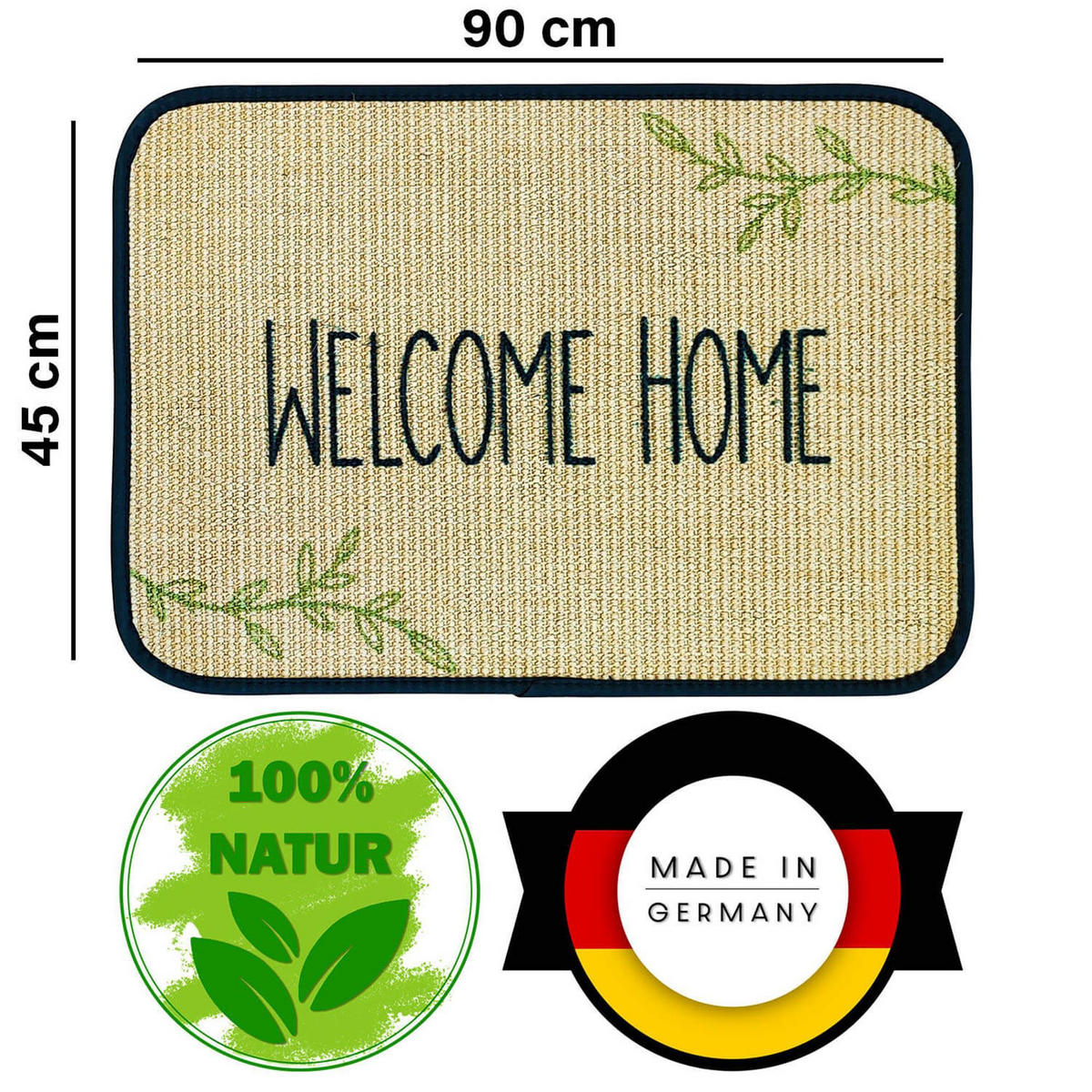 FUSSMATTE ECO-SISAL - Salbeigrün, Textil (45/90cm) - WohnDirect