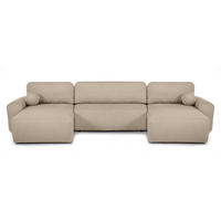 WOHNLANDSCHAFT Noel mit Schlaffunktion, Dunkelbeige, Bouclé-Stoff - Cappuccino, Holzwerkstoff (375/93/163cm) - Beautysofa