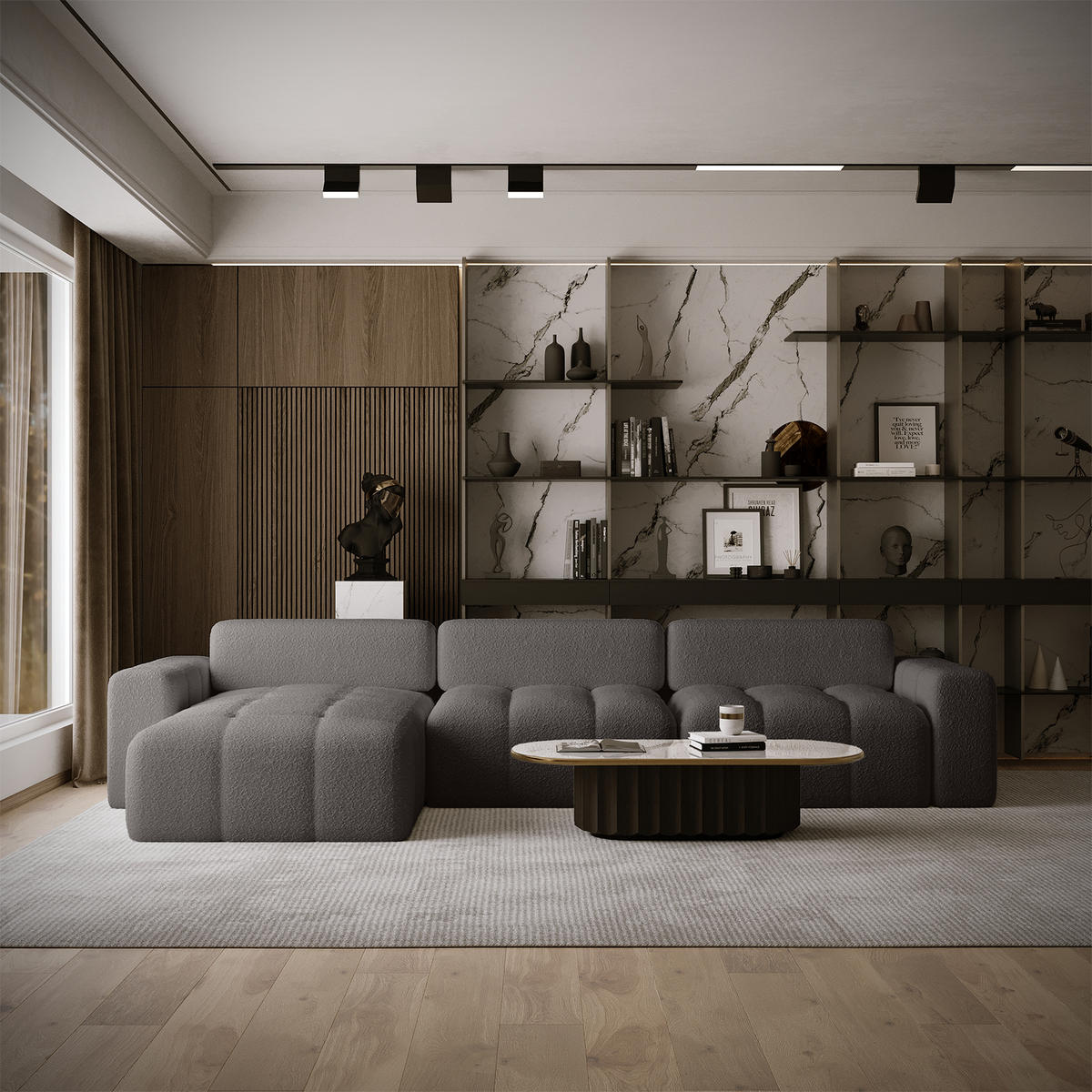 ECKSOFA RIFU SO mit Schlaffunktion, Graphit - Graphitfarben, Textil (346/185cm) - Fedve