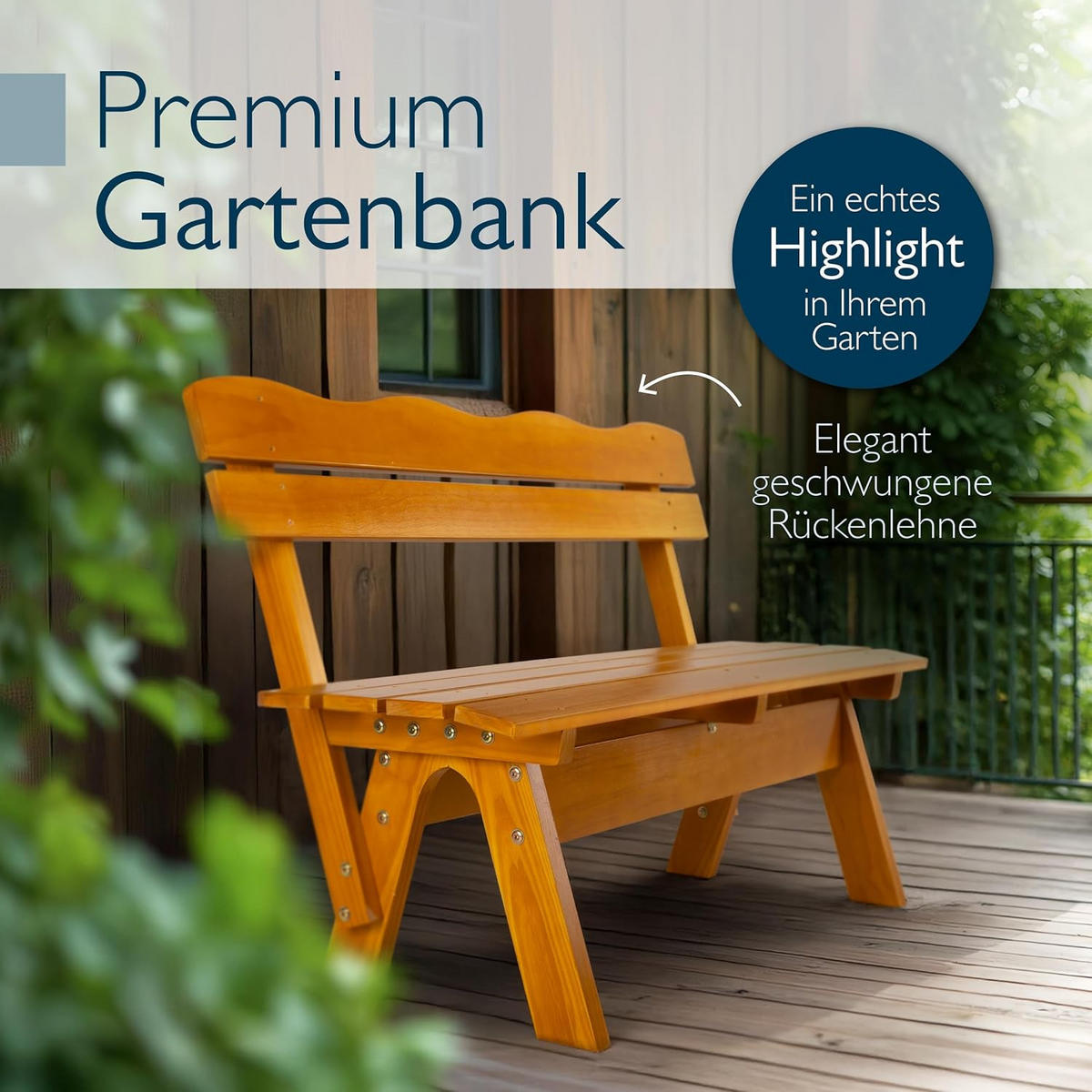 GARTENBANK Tromsö RD 150cm - Braun, Holz (42/60/150cm) - Beautissu 