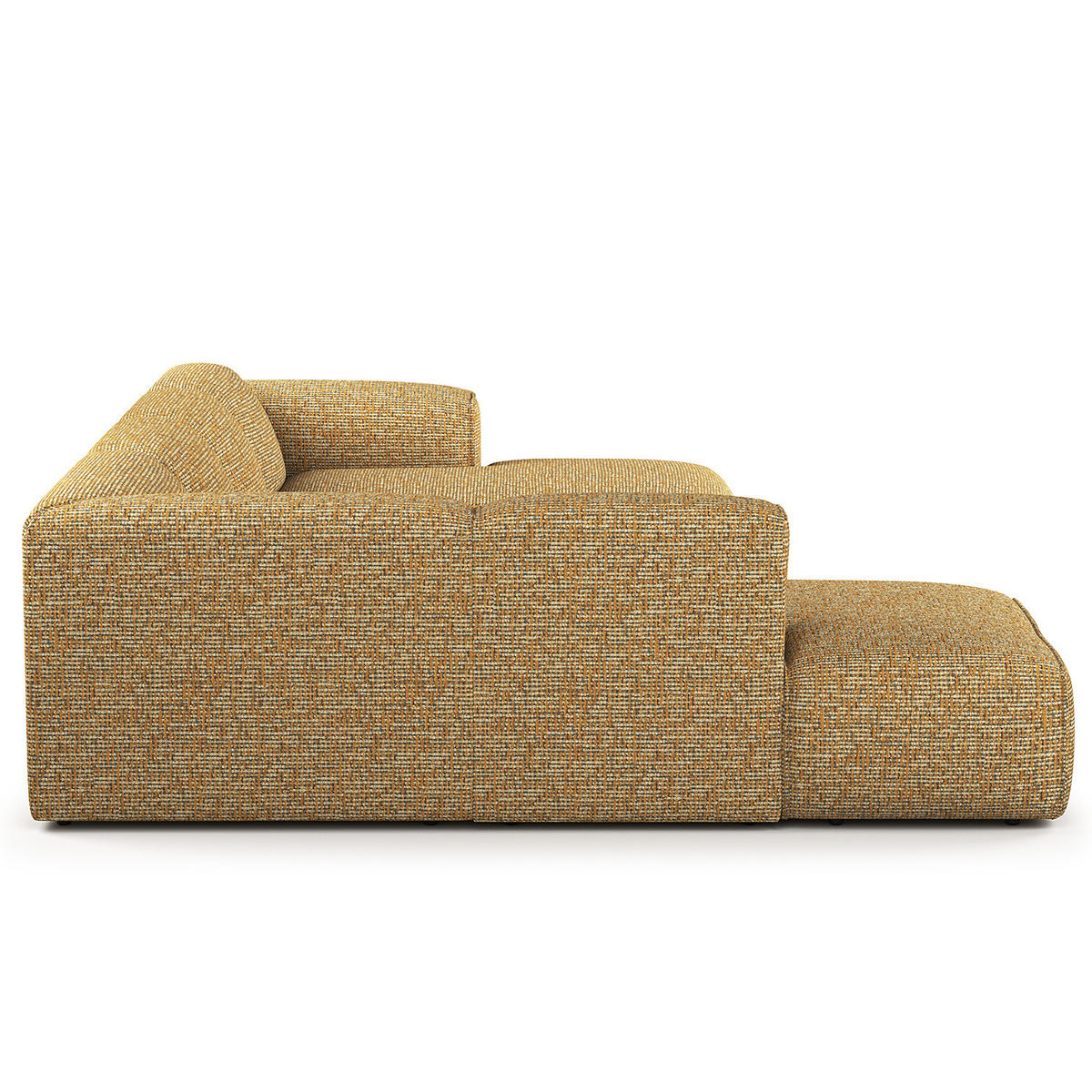 WOHNLANDSCHAFT mit Longchair - Schwarz/Honig, Kunststoff/Textil (325/71/235cm) - home24