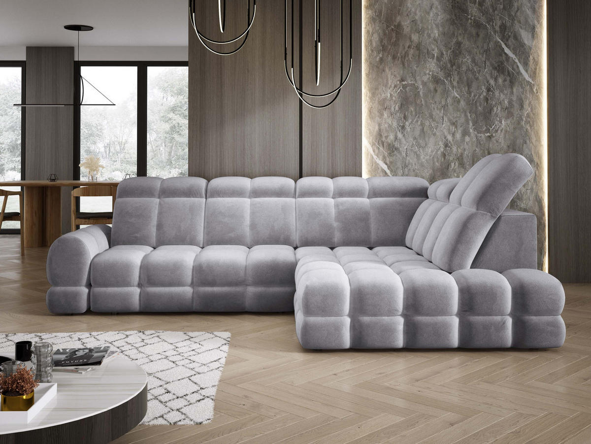 ECKSOFA TOLLO Salvador-stoff L-form 302x217x105 cm grau - Grau, Holz/Textil (217/302cm) - DomoHome