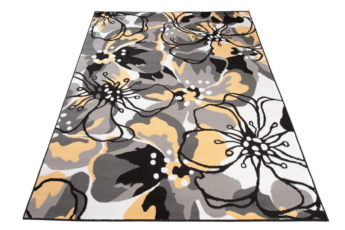 TEPPICH MAYA Gelb Floral Blumen 140/200 cm - Gelb, Textil (140/200cm) - Tapiso