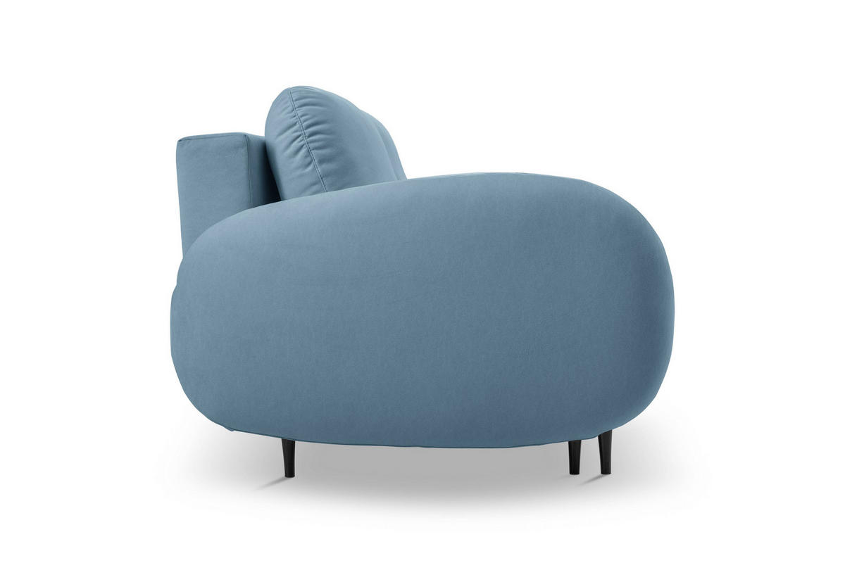 BETTSOFA AGIO Blau Plüsch-Stoff mit Schlaffunktion - Blau, Holz (232/95/109cm) - MASSENO