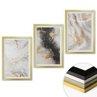 WANDBILDER 3er Set - 40x60 cm Goldrahmen - Abstrakte weiß-schwarze Muster - Goldfarben, Kunststoff (40/60cm) - ArtPrintCave
